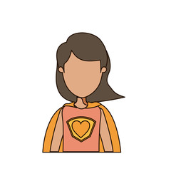 colorful caricature faceless half body super woman with short hair vector illustration