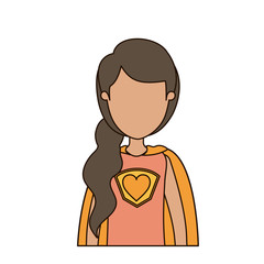 Obraz premium colorful caricature faceless half body super woman with ponytail side hairstyle vector illustration