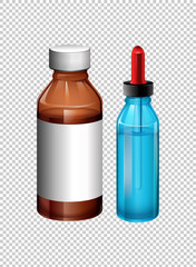 Two bottles contain medicine