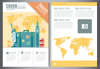 Fototapeta premium Travel brochure design template. Travel and Tourism concept. Vector