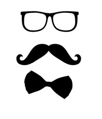 Brille, Bart und Hut