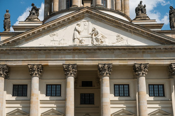 Beautiful historic facade detail of the French Dome at Gendarmenmarkt