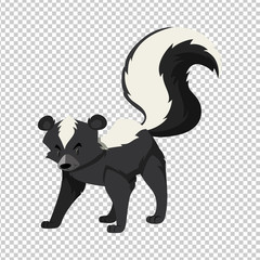 Cute skunk on transparent background