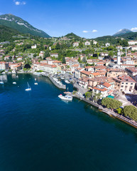 Fototapeta na wymiar Aerial view on Como lake - Village of Menaggio