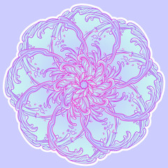 Obraz premium Decorative sticker. Retro style curly decorative water currents. Mandala tattoo. Decorative element for tattoo textile prints or greeting card design. EPS10 vector illustration