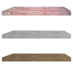 3D Wood shelf isolate background. Background for product display concept.