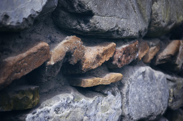 Ancient brick and stone masonry, background texture