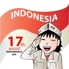 Cute girl celebrates Indonesian Independence Day