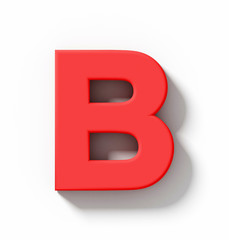 letter B 3D red isolated on white with shadow - orthogonal projection