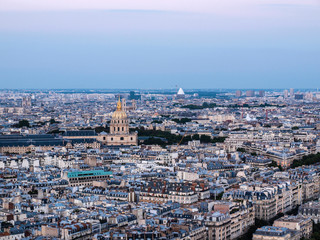 Landscape of Paris from the top of Eiffel Tower, Paris, with Les Invalides