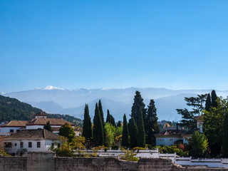 Landscape of Wall of Granada and Sierra Nevada, Spain