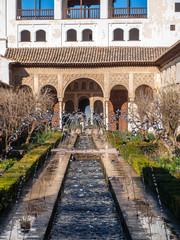 Fototapeta premium Detail of water of fountains of Generalife in Alhambra, Granada, Spain