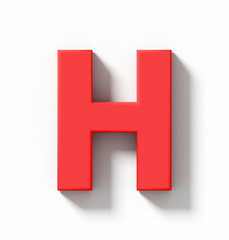 letter H 3D red isolated on white with shadow - orthogonal projection