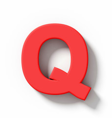 letter Q 3D red isolated on white with shadow - orthogonal projection