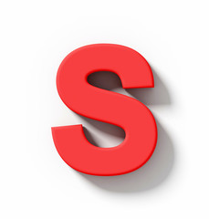 letter S 3D red isolated on white with shadow - orthogonal projection