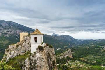 Fototapeta na wymiar Landscape of Guadalest, Alicante, Spain, with the bell and the castle
