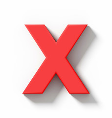 Obraz premium letter X 3D red isolated on white with shadow - orthogonal projection