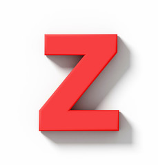 letter Z 3D red isolated on white with shadow - orthogonal projection