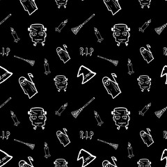 Halloween doodle seamless pattern vector