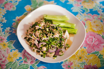Thai spicy minced larb salad
