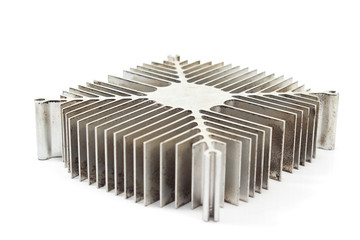 Aluminum cpu cooler heat sink isolated on white background