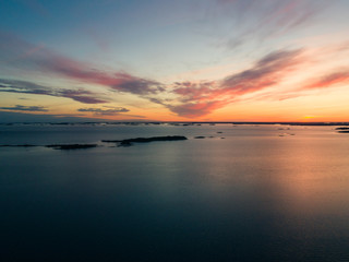 Sunset over archipelago sea