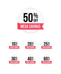 Mega Savings % Off Labels