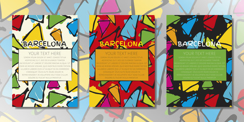 Minimal covers design. A4 with Barcelona, gaudi triangle pattern. Eps10 vector. - obrazy, fototapety, plakaty