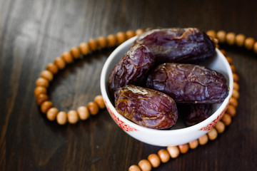 Islamic rosary and ramadan dates for iftar.