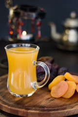 Ramadan juice for iftar made from fresh apricots with dried apricots and dates.