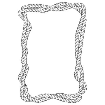 Twisted rope frame - two interlaced ropes square border Stock