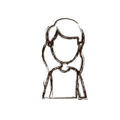 blurred silhouette caricature faceless half body woman with wavy long hair vector illustration