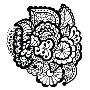 Mehndi design. Floral pattern.