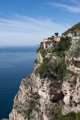 Little town on the cliffs at the amalfi coast