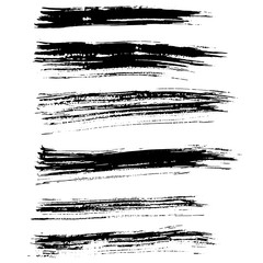 Ink vector brush strokes set. Vector illustration. Grunge hand drawn watercolor texture.