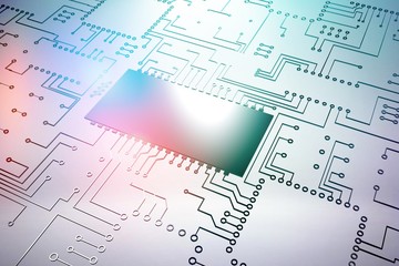 Composite image of digitally generated image of circuit board