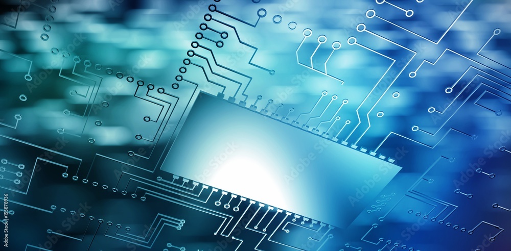 Poster composite image of digitally generated image of circuit board