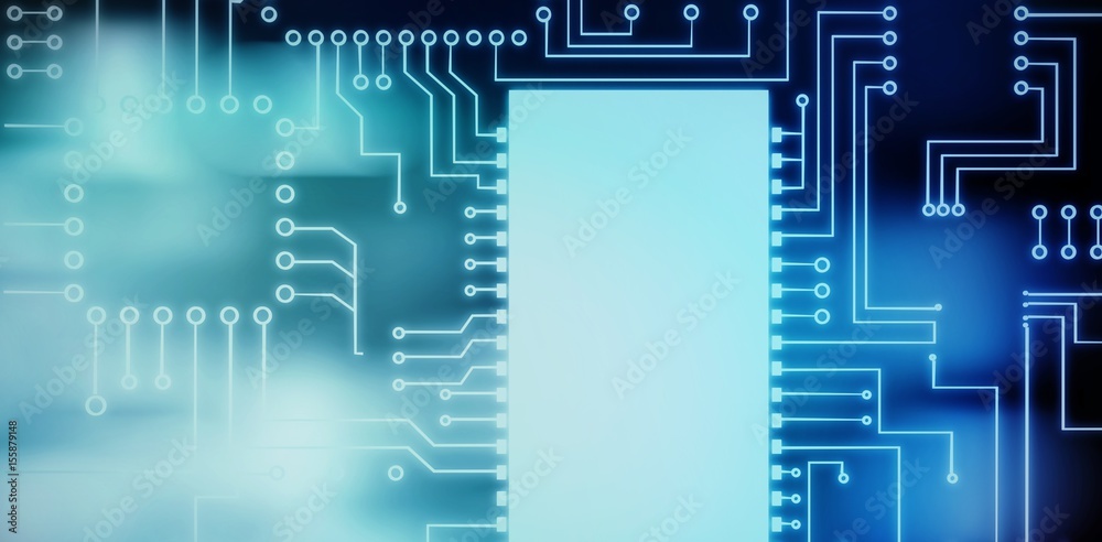 Poster composite image of digitally generated image of circuit board