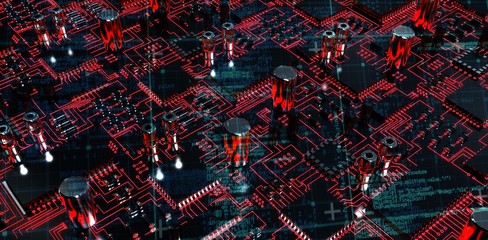 Composite image of blue matrix and codes