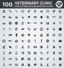 Veterinary clinic icons set