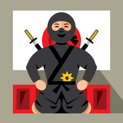 Obraz premium Vector Ninja and dojo. Flat style colorful Cartoon illustration.