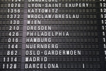 Airport timetable in Frankfurt