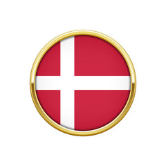 Obraz premium Round gold badge with Danish flag