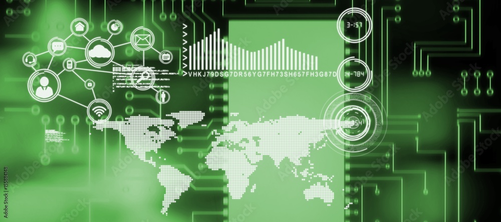 Poster composite image of digitally generated image of circuit board