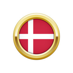Obraz premium Round gold badge with Danish flag