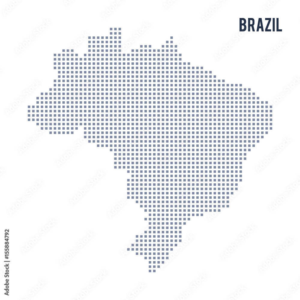 Wall mural Vector pixel map of Brazil isolated on white background