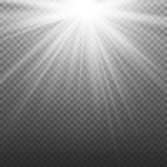 Glow Light Effect. Beam Rays Vector. Sunlight Special Lens Flare Light Effect. Isolated On Transparent Background. Vector Illustration