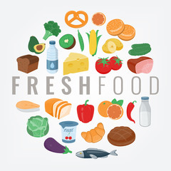 Food and Drink. Fruits and vegetables. Healthy eating concept. Vector
