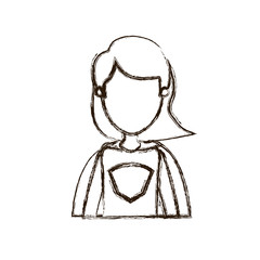 blurred thick silhouette caricature faceless half body super woman with short hair vector illustration