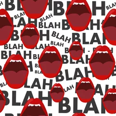 Poster Pop Art Seamless background with the mouth and gossip blah blah blah